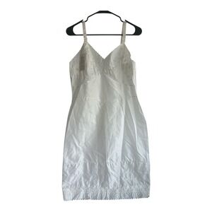 Vintage 50s Embroidered Lace Trim Slip Size Large White‎ Fairy Coquette Feminine